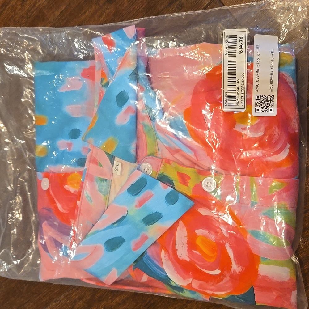 SHEIN Vibrant Floral Button-Up Shirt Size 3X - Picture 7 of 9